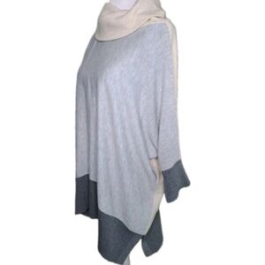 White House Black Market Cowl Neck Dolman 3/4 Slv Sweater Gray Tan Medium